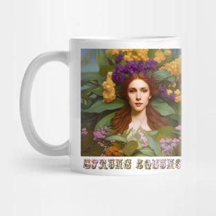 Spring Equinox Beautiful Woman Surrounded By Spring Flowers and Leaves Mug